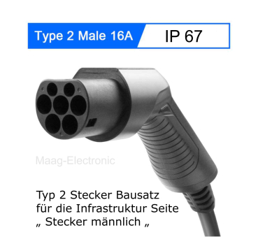 Typ 2 Ladestecker Infrastrukturseite (male - männlich) 16A für Elektroauto