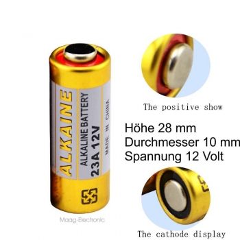 10 Stück A23 12V Alkaline Batterien L23A 12 Volt MN21 L1028 LR 23 A23S - Kopie
