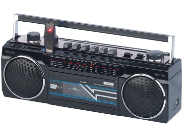 Retro-Boombox mit Kassetten-Player, Radio, USB, SD & Bluetooth, 8 Watt auvisio Radio-Recorder