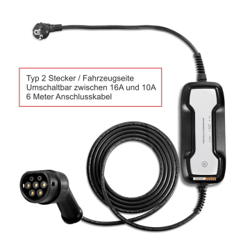 EV Ladekabel Typ von Schuko auf Typ2 , 10/16 Ampere (Mode2) z.B f Audi A3 e-tron