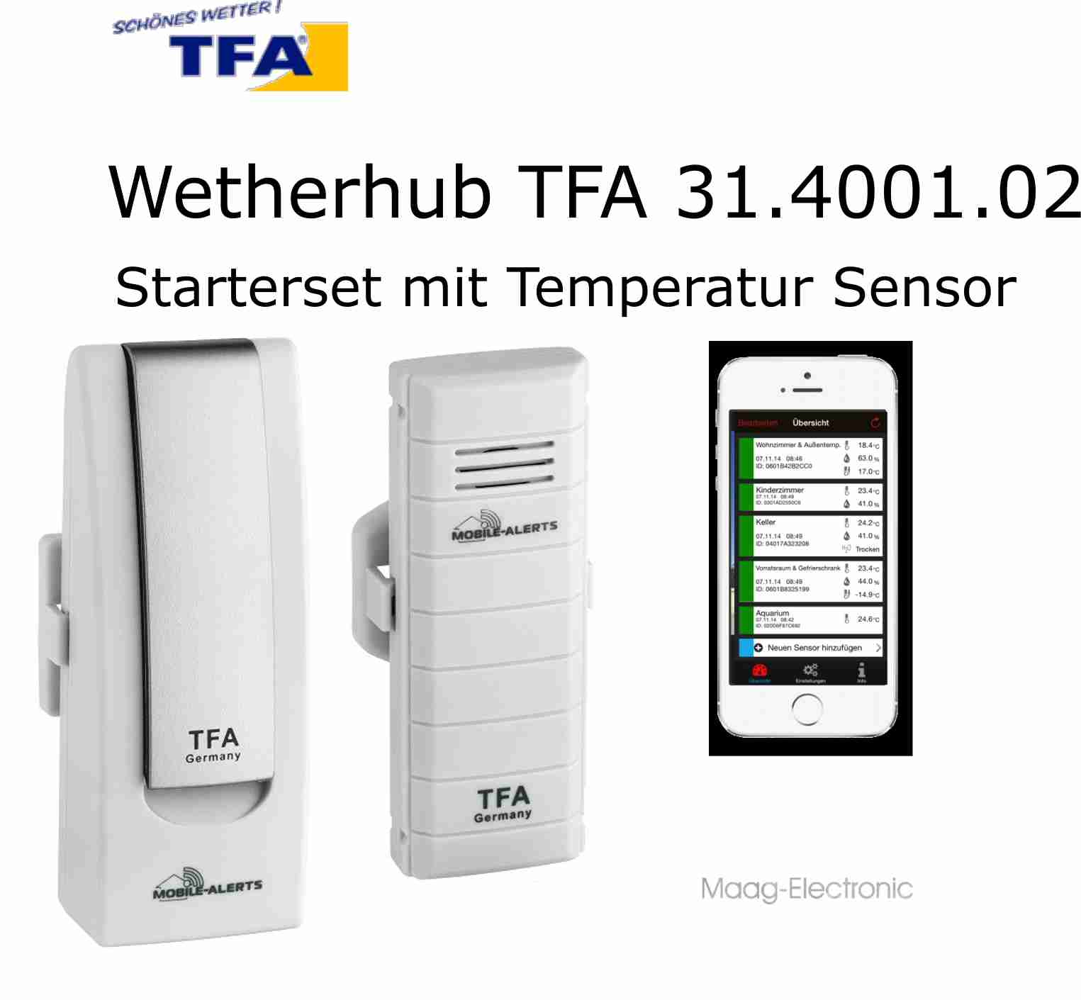TFA 31.4001.02 Weatherhub Smarthome Temperaturmessung Außensensor App Thermomete 