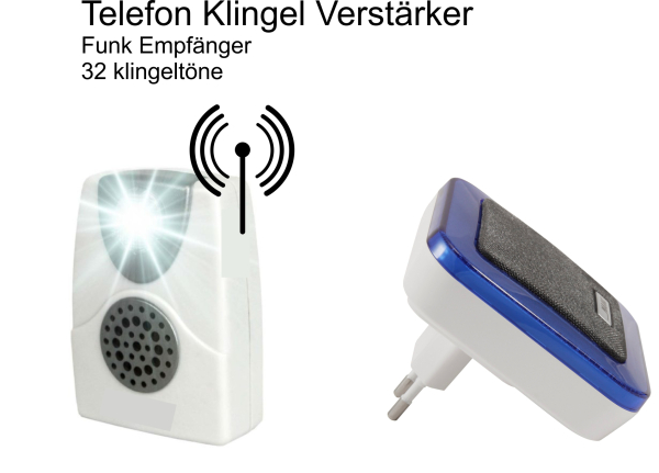 Telefon Zusatzklingel Klingeltonverstärker Ringflash Klingelton 95 dB Rufton Blitzlicht per Funk