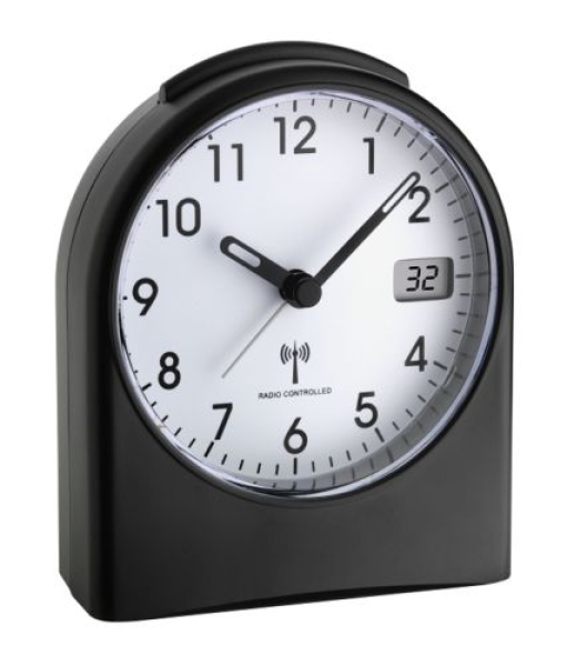 FUNKWECKER TFA 98.1040.01 BLACK LAUTLOS OHNE SEKUNDENTICKEN FUNKUHREN SNOOZE