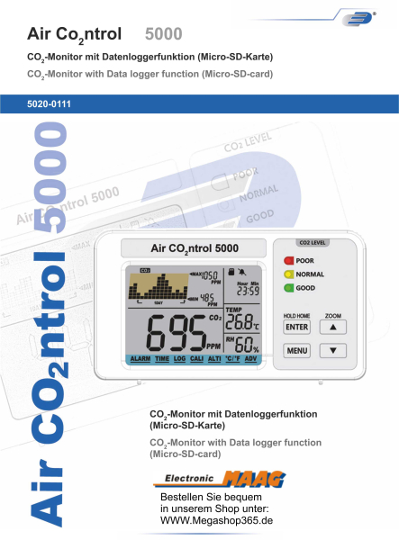 Aircontrol 5000 TFA 31.5008.02 CO2 Melder Kohlenstoffdioxid Messgerät Raumklima