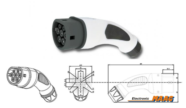 Typ 2 Stecker 16A Plug Ladestecker Female Weiblich Fahrzeugseite Elektroauto