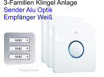 3-Familienhaus Design-Funk-Türglockensystem BELL-233 Silber